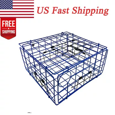 Blue Metal Catching Folding Crab Lobster Trap Pot Box Basket With Top Door • $94.06