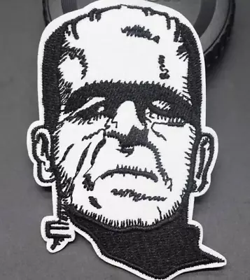 FRANKENSTEIN Monster Face Black And White - Embroidered Iron On Patch  - NEW • $4.95