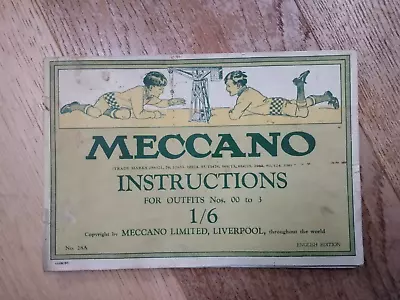 VINTAGE MECCANO INSTRUCTIONS For OUTFITS Nos 00 To 3 BOOK C1930 • £11