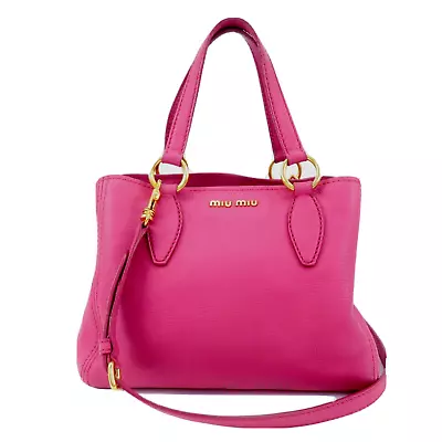 Auth MIU MIU Vitello Caribbean 2Way Shoulder Bag Pink Leather RN0757 Used • $428.44