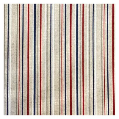 Cotton Rich Linen Look Fabric Nautical Multi Stripes Lines Upholstery • £4.50