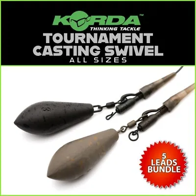 KORDA TOURNAMENT CASTING SWIVEL LEADS (x5) - ALL SIZES | NEW - CARP FISHING • £10.25