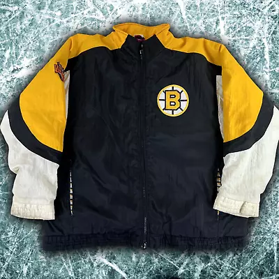Vintage Apex One Boston Bruins Winter Coat Jacket 90s NHL Colorblock Full-Zip • $79.95