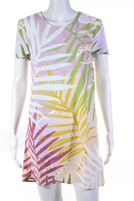 MINKPINK Womens Short Sleeve Palm Sprigs Leaf Print Tee Dress Multicolor Size XS • $2.99