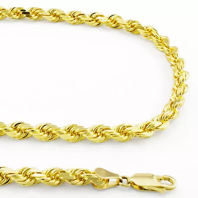 14k Yellow Solid Gold 5mm Mens Diamond Cut Rope Chain Necklace Italian Made 22  • $2380