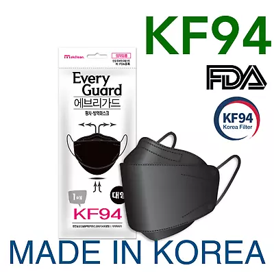 10 PCS Korea KF94 BLACK Face Mask 4 Protective Layer Individual Pack K-94 • $32.20