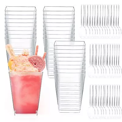 100 Packs 5 OZ Dessert Cups With SpoonsMini Clear Plastic Dessert Parfait Cu... • $41.66