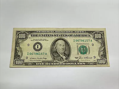 Series 1985 US One Hundred Dollar Bill Note $100 ~ Minneapolis ~ I 06796157 A • $134.66