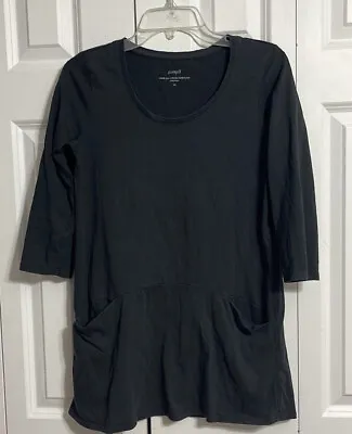 J. Jill Pure Jill Tunic W/ Pockets 3/4 Sleeves Pima Cotton Black Xsmall • $12.35