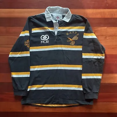 Wasps Rugby Shirt 1995 1996 Cotton Oxford Jersey Top Medium • £99.99