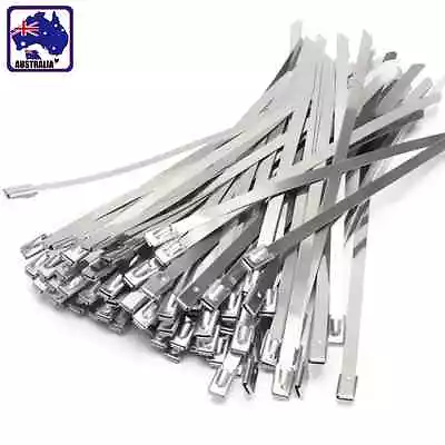 100PCS 4.6x300 7.9x300 12x450 Steel Wrap Coated Locking Cable Zip Ties TCAT01 • $11.19