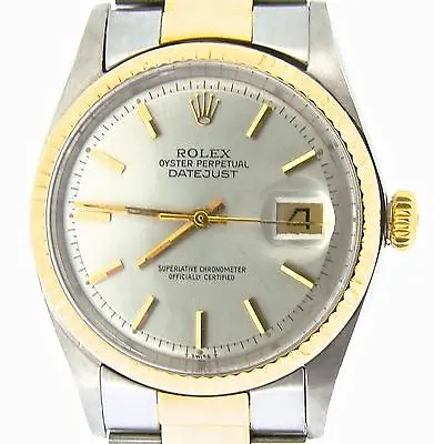 Rolex Datejust Mens Two-Tone Yellow Gold Stainless Steel Watch Silver Dial 1601 • $4319.98