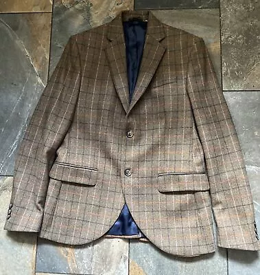 JACK WILLS FOX Tweed Wool Men's Plaid Blazer Green Sport Coat Jacket Size LARGE • £19.99