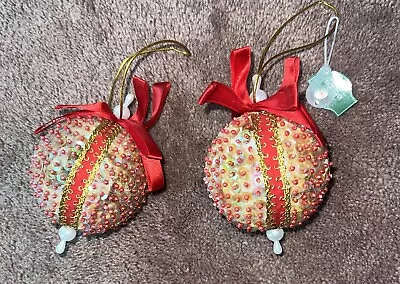 Vintage Sequin Beaded Push Pin Christmas Ornaments • $12.99