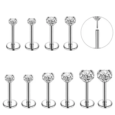 10Pcs Stainless Steel Labret Lip Stud Push In CZ Monroe Ear Helix Conch Piercing • $7.19