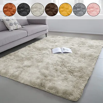Large Shaggy Rug Fluffy Rugs Anti-Slip Living Room Bedroom Soft Carpet Floor Mat • £7.99