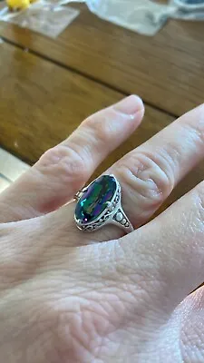 Mystic Topaz Sterling Silver Ring Size 8 • $75