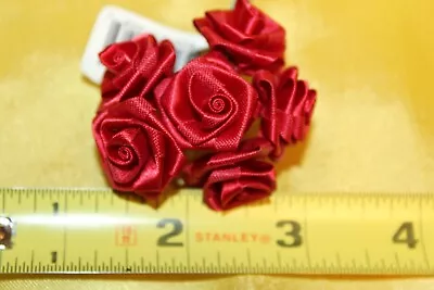 Bundle Of 6 Red Miniature 3/4  Roses Wedding Favor Floral Flowers Silk Silky • $3.69
