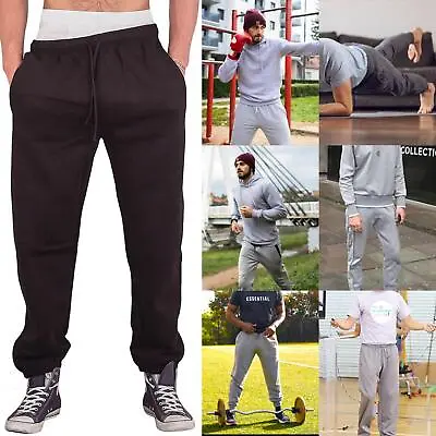£9.99 • Buy Mens Jogging Bottoms Elasticated Waist Trouser Gym Sweatpant Zip Pockets Joggers