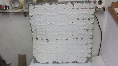  Antique Embossed Victorian Tin Ceiling Tile  24 1/2 “ X 24 1/2 “ Very Detailed • $36.95