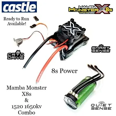 RCP-RTR Castle Mamba Monster X 8s & 1520 1650kv Motor Choose Connectors RTR • $379.99