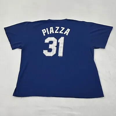 Vintage Majestic Los Angeles Dodgers Mike Piazza 31 Blue Jersey Shirt Men’s 2XL • $29.77