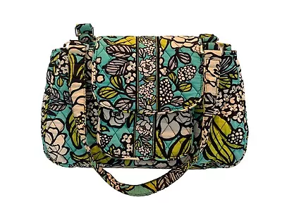Vera Bradley Island Blooms Purse Bag Green Floral W/ Pockets Tote Canvas • $19.80