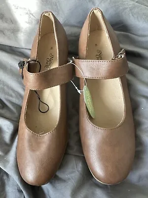 Women Brown Tan Wedge Shoes Nature's Own Cross Buckle Size 8 • £5.50