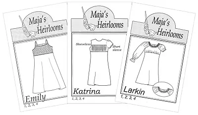 Lot Of 3 Maja's Heirlooms Toddler Girl's Dresses Sewing Patterns Size 1-4 • $11.99