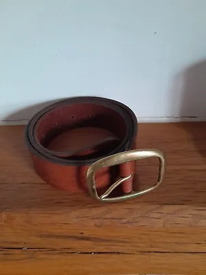  Laura Ashley 80's Wide Brown Saddle Hide Leather Belt ~ Hip Slouch Style 34  • £16.99