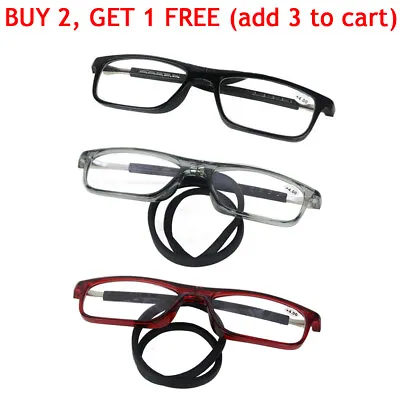 Hanging Folding Magnetic Reading Glasses Eyeglasses Click Connect Neck Rope NEW • $8.99