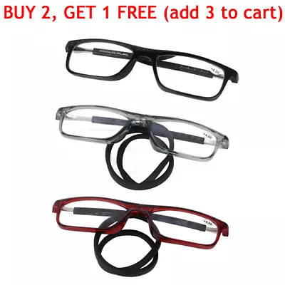 NEW Hanging Folding Magnetic Reading Glasses Eyeglasses Click Connect Neck Rope • $13.90