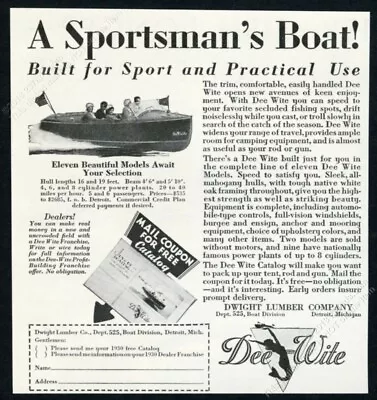 1930 Dee Wite Runabout Boat Photo Vintage Print Ad • $9.99