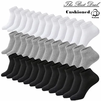 3-12 Pairs Mens Plain Solid Cotton Sports Ankle Athletic Socks Low Cut Size 9-13 • $6.99