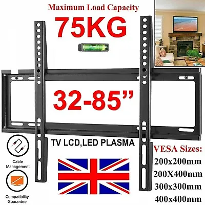 Tv Wall Bracket Mount Slim For 40 42 50  55 70 80 85 Inch Flat 3d Lcd Led Plasma • £11.95