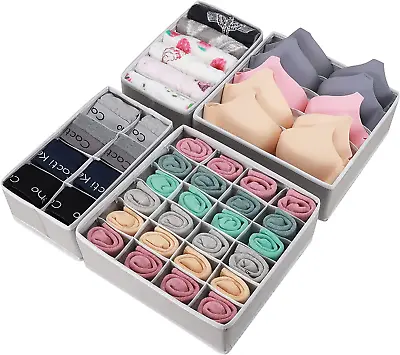 GOGOODA 4 Pcs Underwear Drawer Organizers Divider Socks Bra Organizer And Stora • $21.23