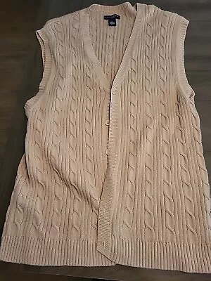 Vintage Mens J Crew Beige Sweater Vest Size XL Buttonup • $17