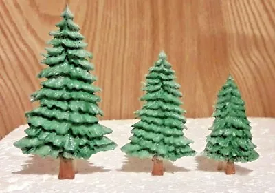 Edible Fondant Standing Christmas Trees Hand Decorated X3 Cake Topper Decoration • £6.10