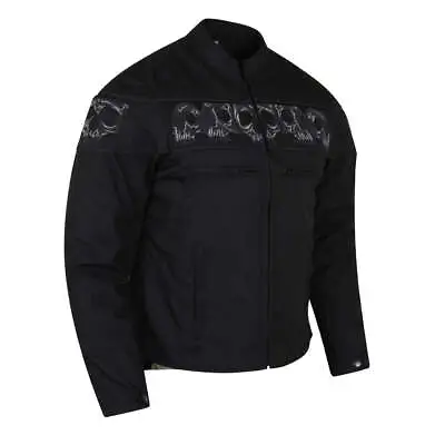 High Mileage Men's Textile Jacket With Embroidered Reflective Skulls • $80.96