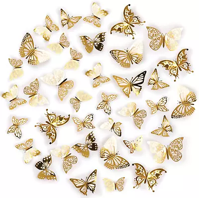 3D Butterfly Stickers Set  48Pcs Butterfly Wall Stickers 4 Styles Bling Hollow  • $19.57