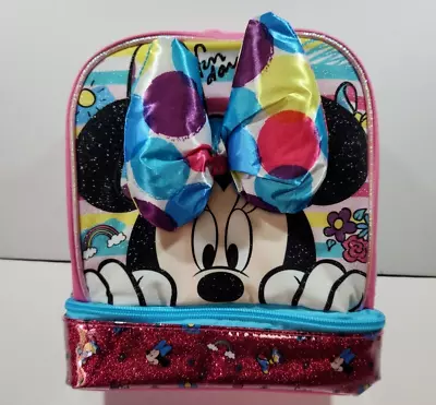 Disney's Minnie Mouse Pink Insulated Lunch Cooler Bag Kids School 2 Compartments • £9.74