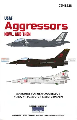 CARCD48228 1:48 Caracal Models Decals - Aggressors Now..And Then (F-35A F-16C • $21.49