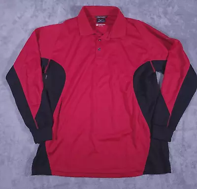 Mizuno Warmalite Polo Shirt Mens Large Button Thermal Long Sleeve Red Black • $14.97