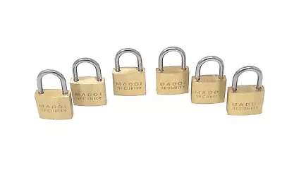 20mm Small Mini Brass Padlock With Brass Chromed Keys Pack Of 6 All Keyed Alike • $17.29