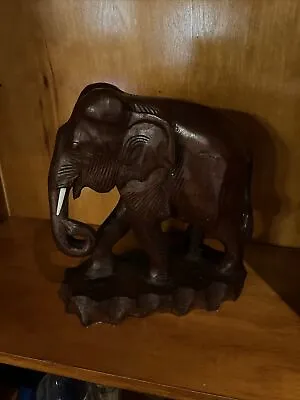 VINTAGE Large Wooden Elephant Statue Hand Carved • $150