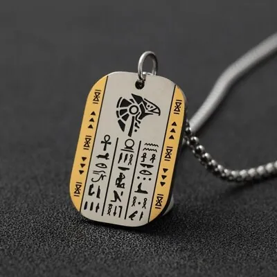 Horus Ancient Egyptian Hieroglyphs Signs Symbol Necklace Pendant + Free Gift Bag • £7.99