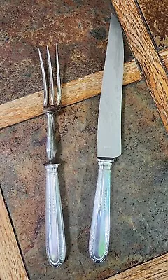 Vintage L'inox Paris France Made Silverplated Carving Knife & Fork Set🍠 • $59.82