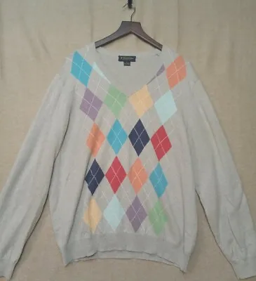 Vintage Brooks Brothers Argyle Sweater Colorful Men’s Large Cashmere 2.24 • $29.11
