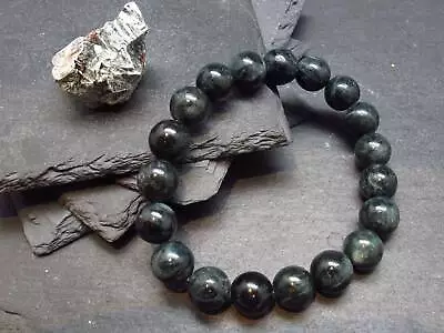 Seraphinite Clinochlore Genuine Bracelet ~ 7 Inches ~ 11.5mm Round Beads • $49.50