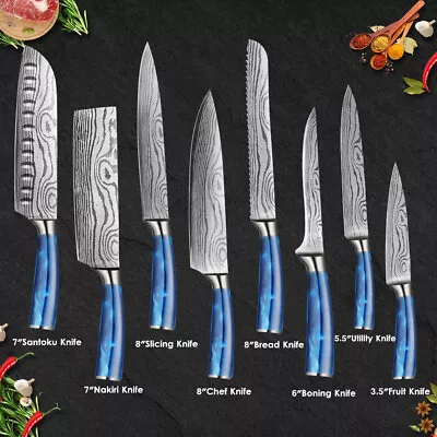 $136.99 • Buy Japanese Style Kitchen Chef Knife Set High Carbon Steel Meat Cleaver Knives